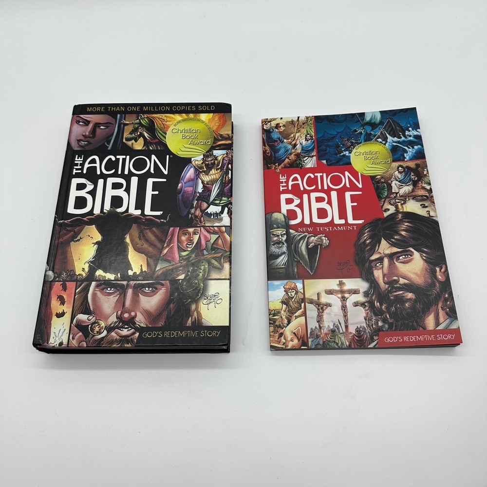 The Action Bible & New Testament Lot Hardcover Softcover Sergio Cariello Graphic